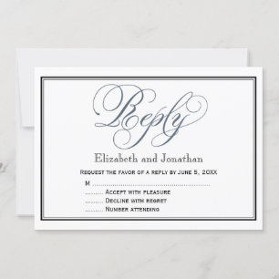 Slate Blue Script Reply RSVP Enclosure Card