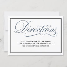 Slate Blue Script Wedding Directions Enclosure