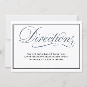 Slate Blue Script Wedding Directions Enclosure Invitation