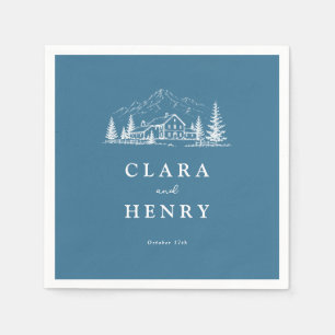 Slate Blue Ski Lodge Wedding Napkins