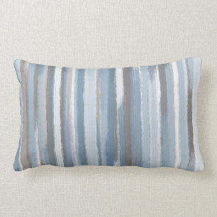 Slate Blue Taupe Abstract Stripes Throw Pillow