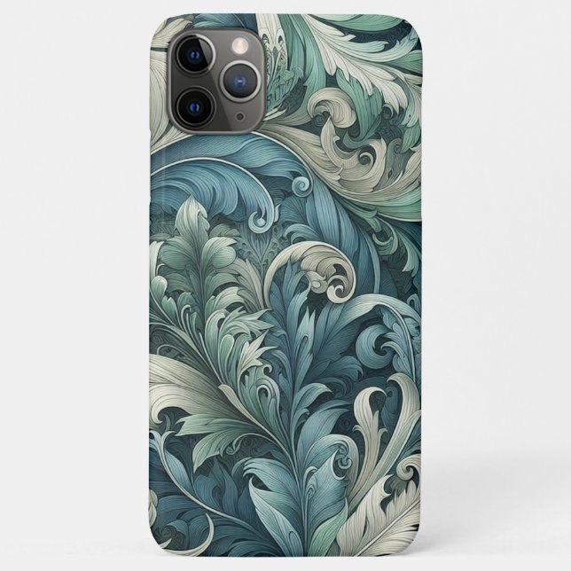 Slate Blue Teal Green Grey Paisley Art Pattern Case-Mate iPhone Case (Back)