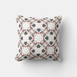 Slate Blue Terracotta on White Diamond Tile Motif Cushion
