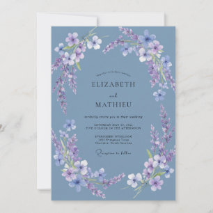 Slate Blue Tranquil Spring Wedding Invitation