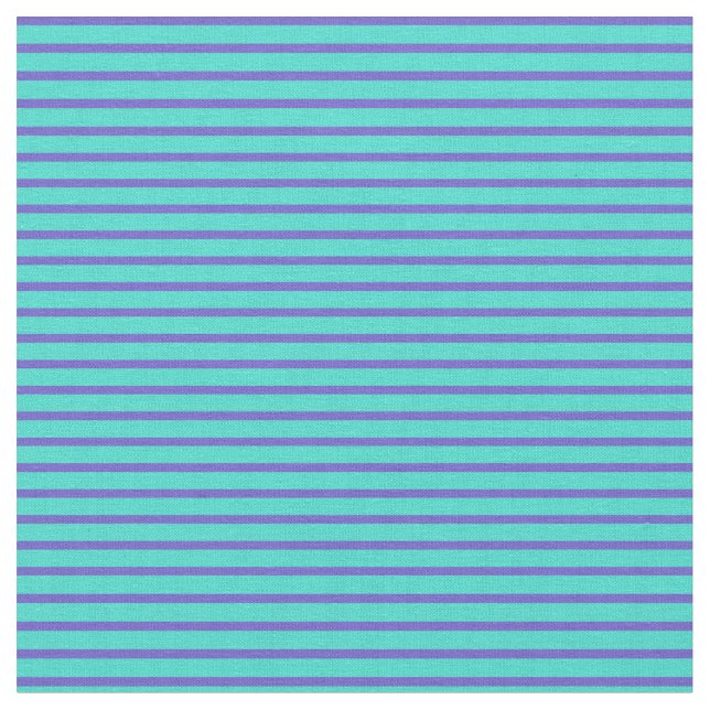 Slate Blue & Turquoise Stripes/Lines Pattern Fabric (Close Up)