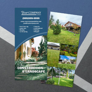 Slate Blue, Vertical Company Photos and Logo Rack Card