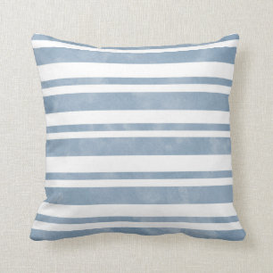 Slate Blue Watercolor Stripes Cushion