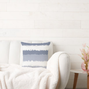 Slate Blue, White Abstract Stripes  Cushion