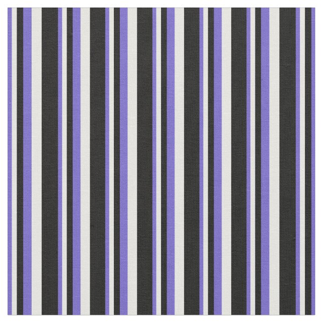 Slate Blue, White & Black Coloured Lined Pattern Fabric (Close Up)