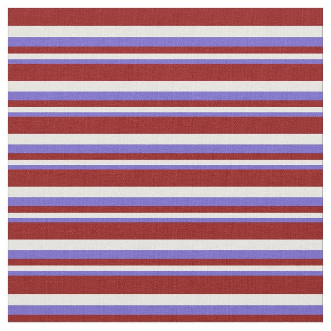 Slate Blue, White & Dark Red Coloured Lines Fabric (Close Up)