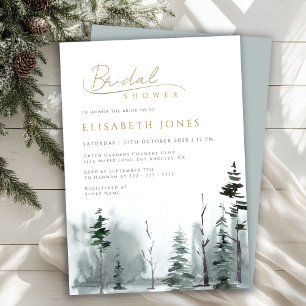 Slate Blue Winter Landscape Woodland Bridal Shower Invitation