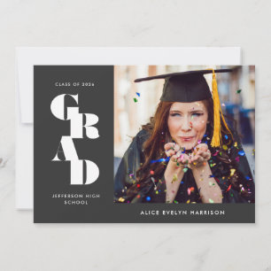Slate Bold Serif Single Photo Graduation Announcement