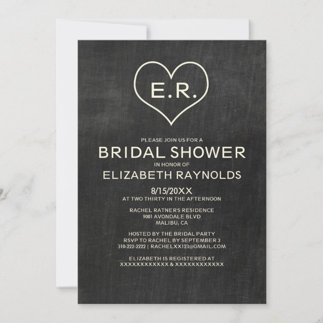 Slate Bridal Shower Invitations (Front)