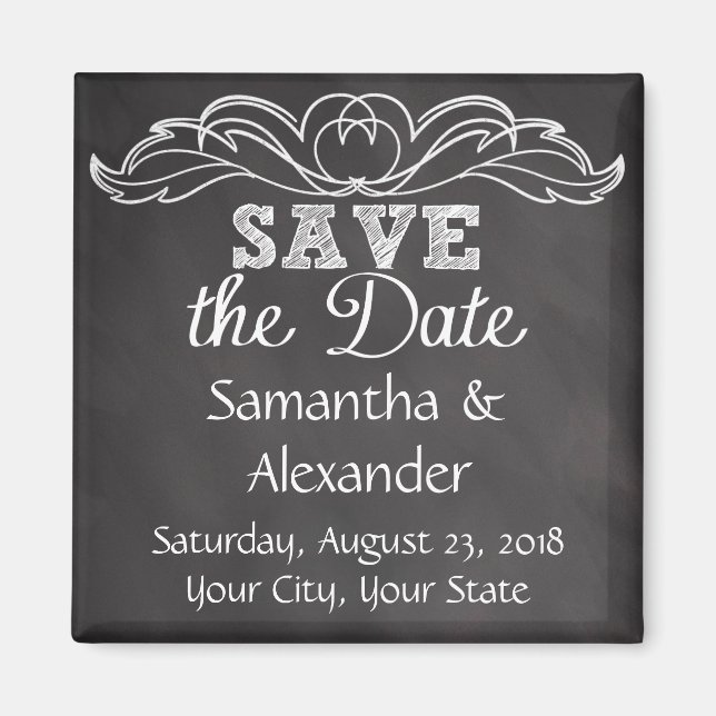 Slate Chalkboard Wedding Save the Date Magnet (Front)