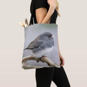 Slate-Coloured Dark-Eyed Junco on the Pear Tree Tote Bag