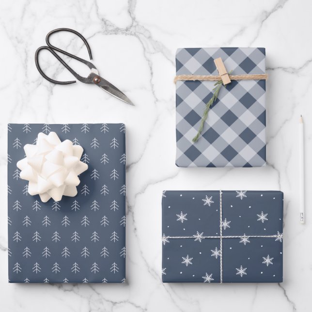 Slate | Coordinating Holiday Pattern Wrapping Paper Sheet (Front)