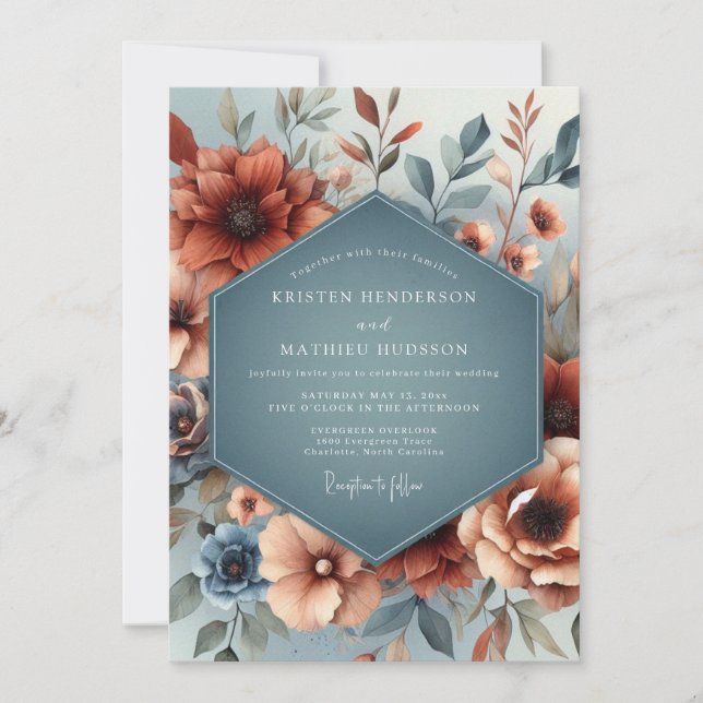 Slate Copper Autumnal Wedding Invitation (Front)