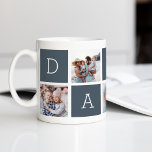 Slate | Custom Daddy 5 Photo Collage Coffee Mug<br><div class="desc">Create a sweet keepsake for a beloved dad this Father's Day with this simple design that features five of your favourite Instagram photos,  arranged in a collage layout with alternating squares of slate blue,  spelling out "Daddy." Personalise with favourite photos of his children for a treasured gift for dad.</div>