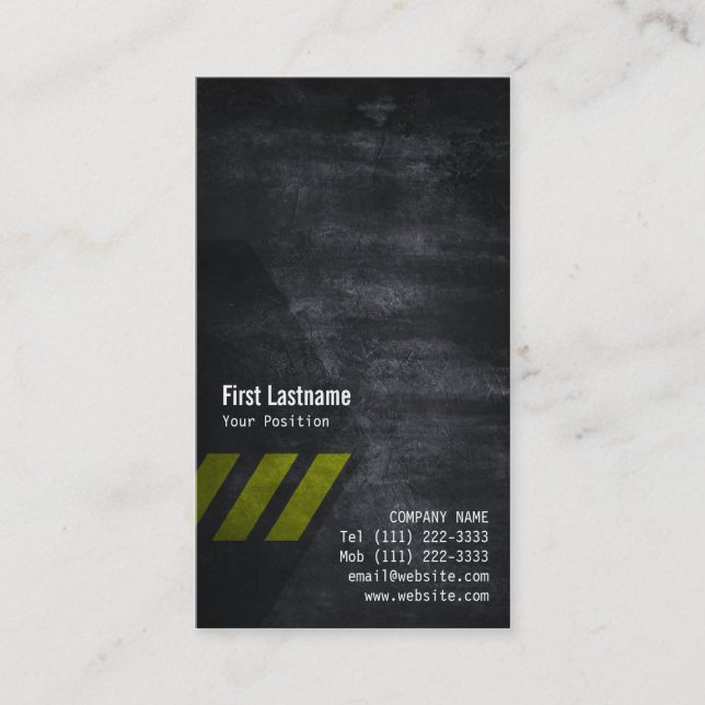 Slate Danger Stripes Business Card (Front)