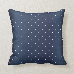 Slate Dark Blue and Tiny White Polka Dots Cushion