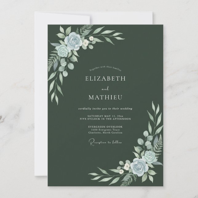 Slate Forest Leafy Wedding Invitation (Front)