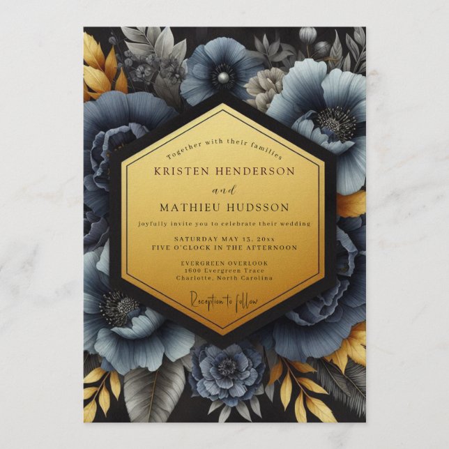 Slate Gilded Nocturne Wedding Invitation (Front)