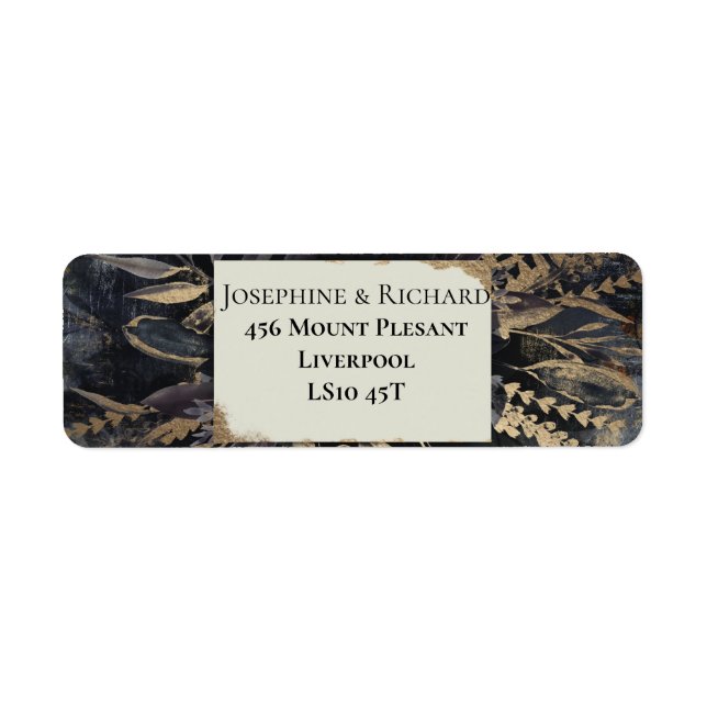 Slate gold botanical address labels (Front)