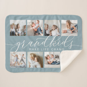 Slate   Grandkids Make Life Grand Photo Collage Sherpa Blanket