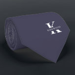 Slate Gray Elegant Monogram   Name Tie<br><div class="desc">An elegant necktie featuring a bold white monogram across a smooth Slate Gray background. On top of this monogram sits your first or last name spelled out in all capitals. If you prefer a bolder look for the personal name inside of the large letter you can do the following: Use...</div>
