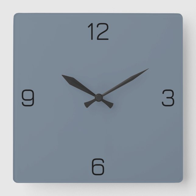 Slate Grey 708090 Colour - Option to Add Name Square Wall Clock (Front)