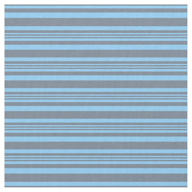 Slate Grey and Light Sky Blue Coloured Stripes Fabric (Close Up)