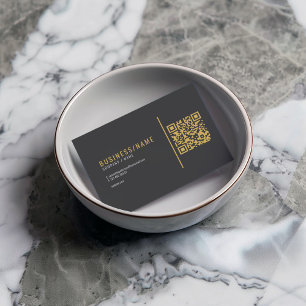 Slate grey and luxury gold QR code Business Card