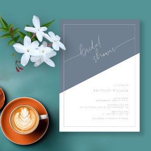 Slate Grey and Silver Geometric Bridal Shower Invitation