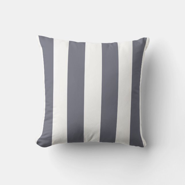 Slate Grey and White Striped Cushion (Front)