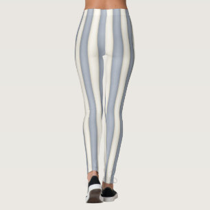 Slate Grey & Antique White Vertical Stripes Funny Leggings