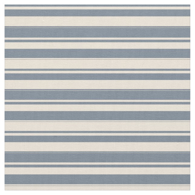 Slate Grey & Bisque Striped Pattern Fabric (Close Up)