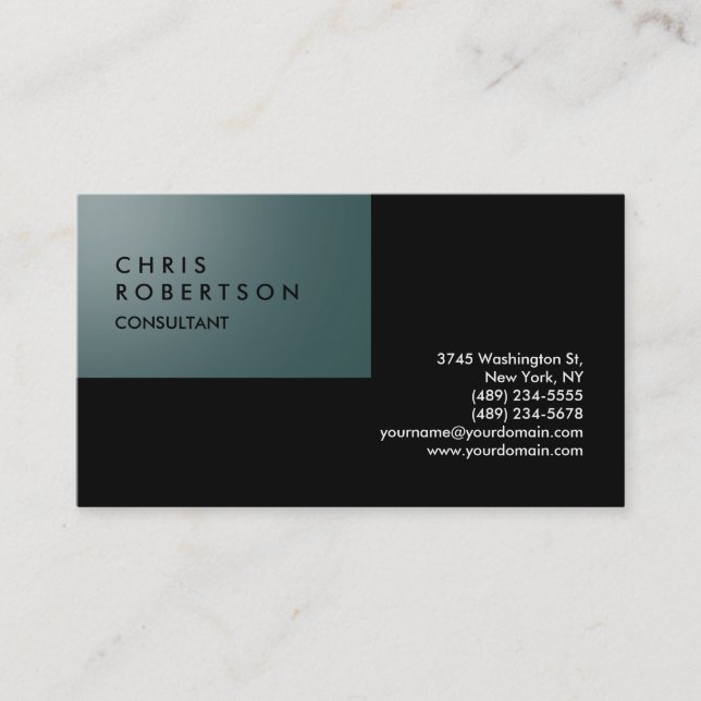 Slate Grey Black Chic Creative Business Card (Front)