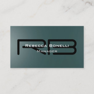 Slate Grey Black Monogram Manager Business Card