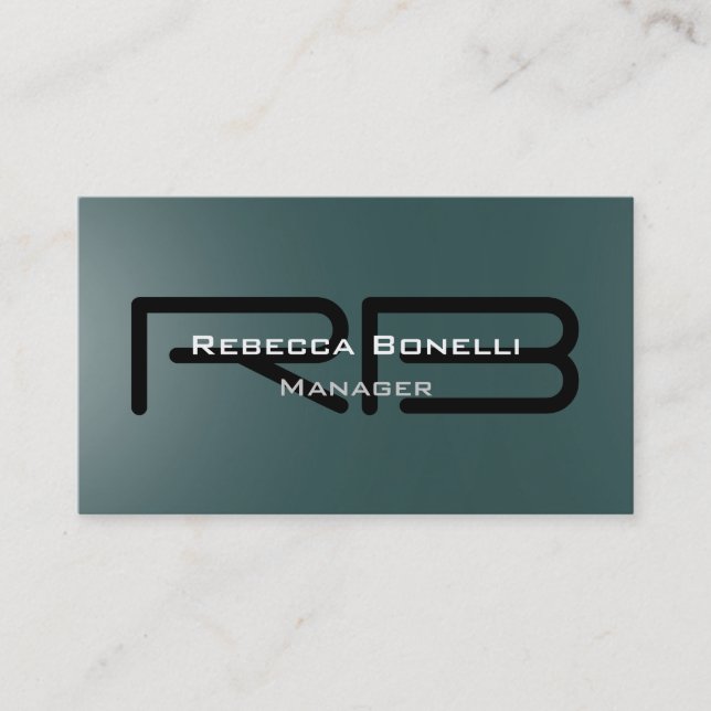 Slate Grey Black Monogram Manager Business Card (Front)