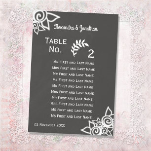 Slate Grey Chalk Style Table Number Seating Card