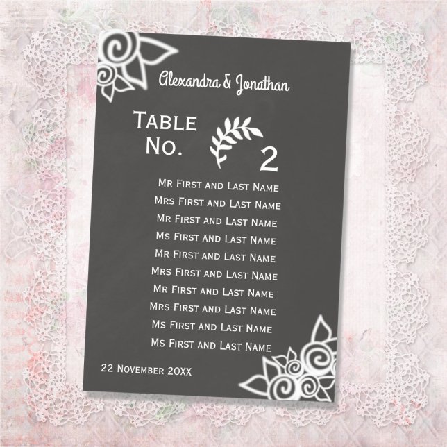 Slate Grey Chalk Style Table Number Seating Card (Creator Uploaded)