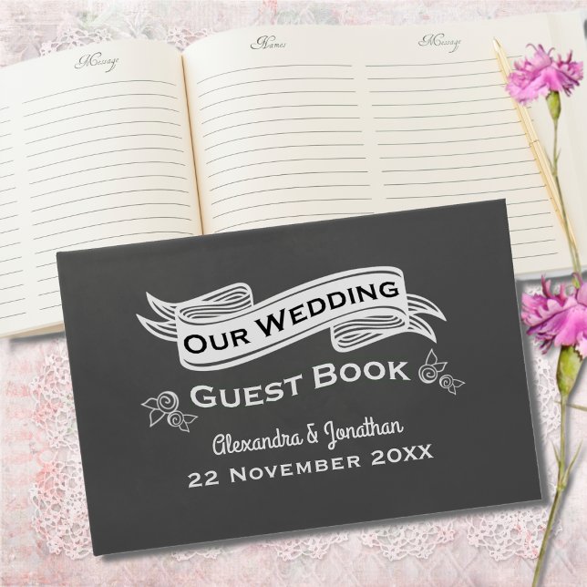 Slate Grey Chalk Style Wedding Guest Book (Creator Uploaded)
