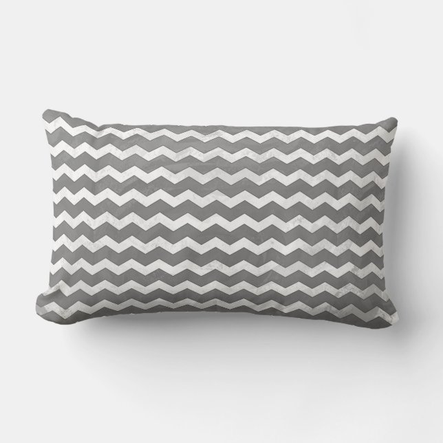 Slate Grey Chevron Pattern Lumbar Cushion (Front)