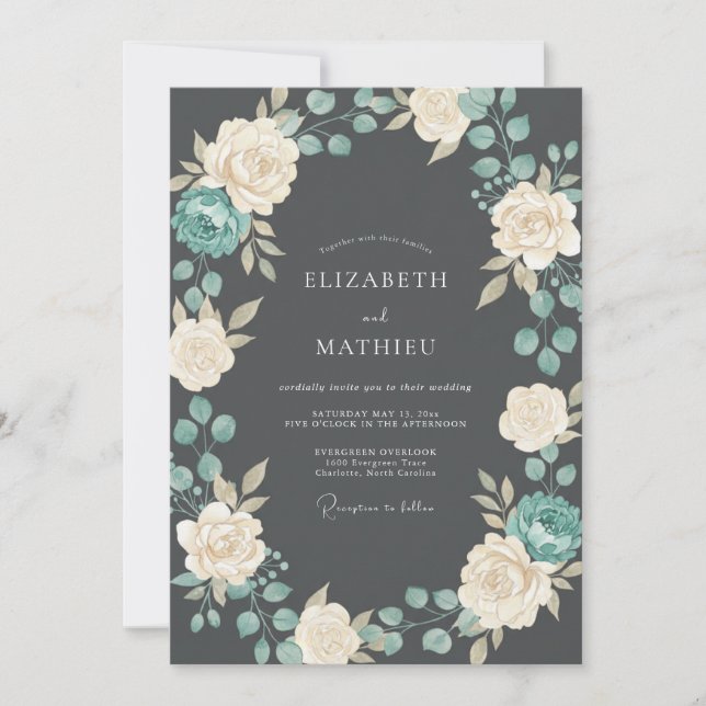 Slate Grey Classic Winter Wedding Invitation (Front)