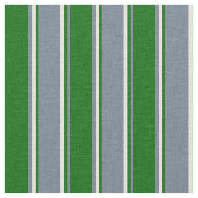 Slate Grey, Dark Green & Beige Lines Pattern Fabric (Close Up)