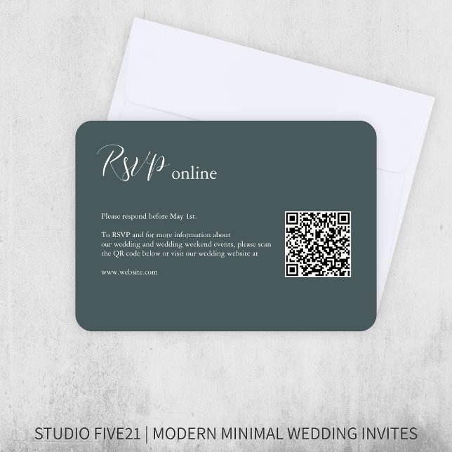 Slate Grey • Elegant Modern Wedding RSVP Card (Creator Uploaded)