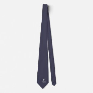 Slate Grey Elegant Monogram + Name Tie