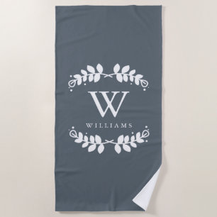 Slate Grey Framed Monogram Beach Towel