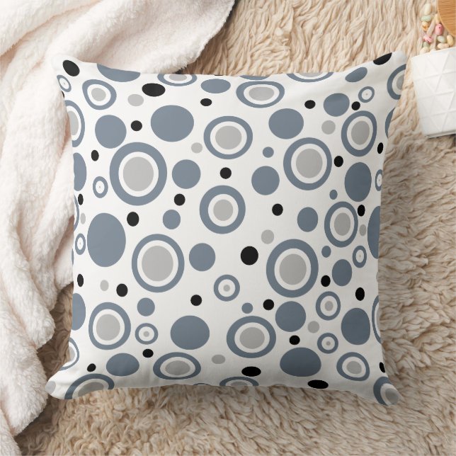 Slate Grey Geometric Circles Cushion (Blanket)