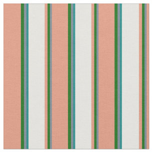 Slate Grey, Green, Dark Salmon, Mint Cream & Teal Fabric